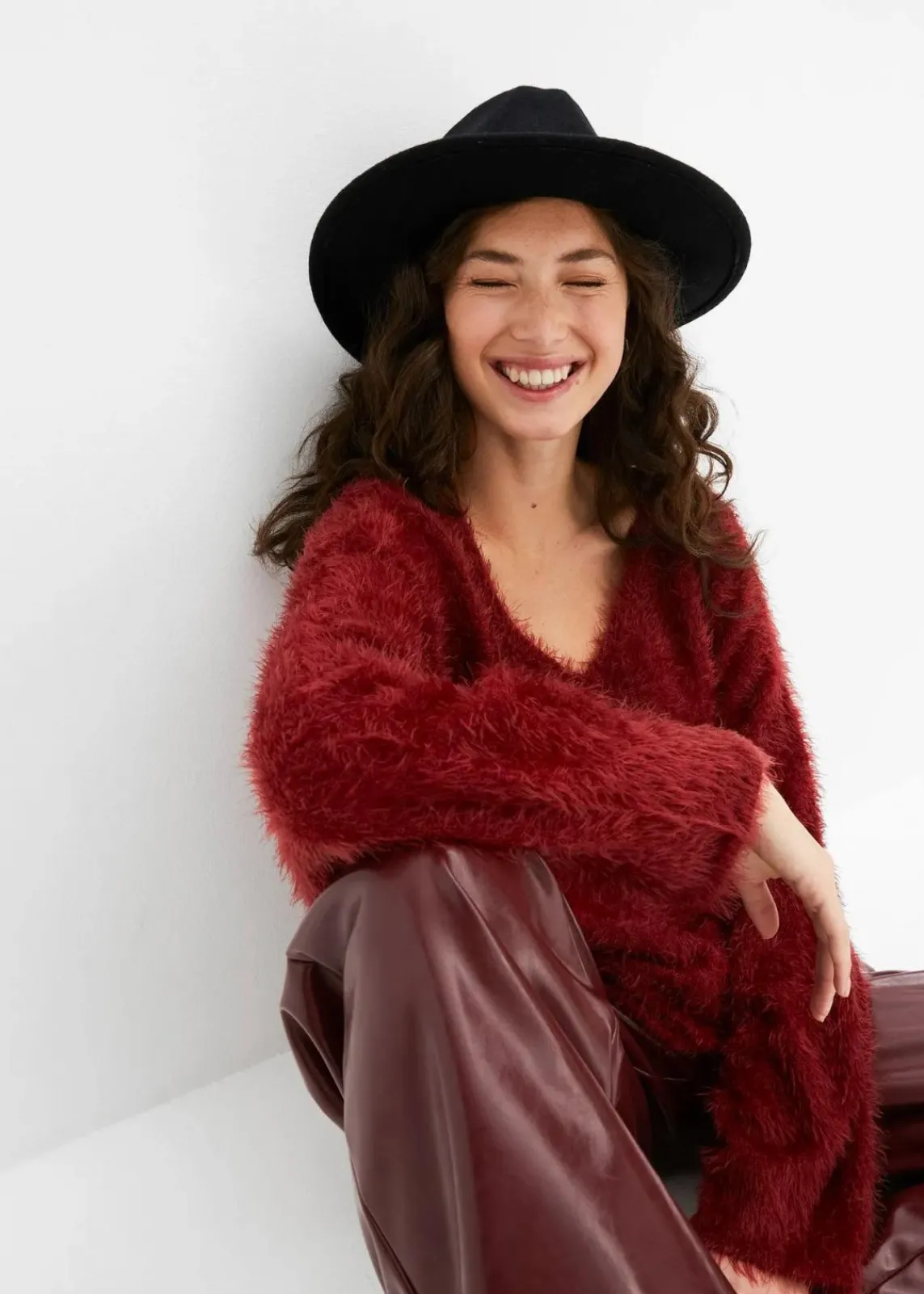 bonprix Strickmode|Pullover & Strickjacken^Oversize-Pullover rubinrot