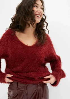 bonprix Strickmode|Pullover & Strickjacken^Oversize-Pullover rubinrot