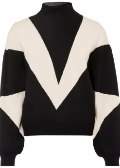 bonprix Bekleidung·Umstandsmode|Pullover & Strickjacken^Oversize-Pullover schwarz/kieselbeige graphisch