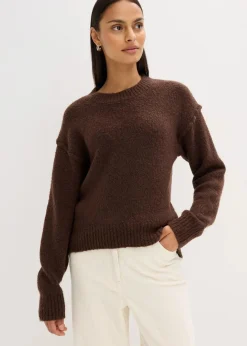 bonprix Pullover & Strickjacken|Strickmode^Oversize-Pullover dunkelbraun meliert