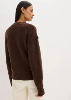 bonprix Pullover & Strickjacken|Strickmode^Oversize-Pullover dunkelbraun meliert