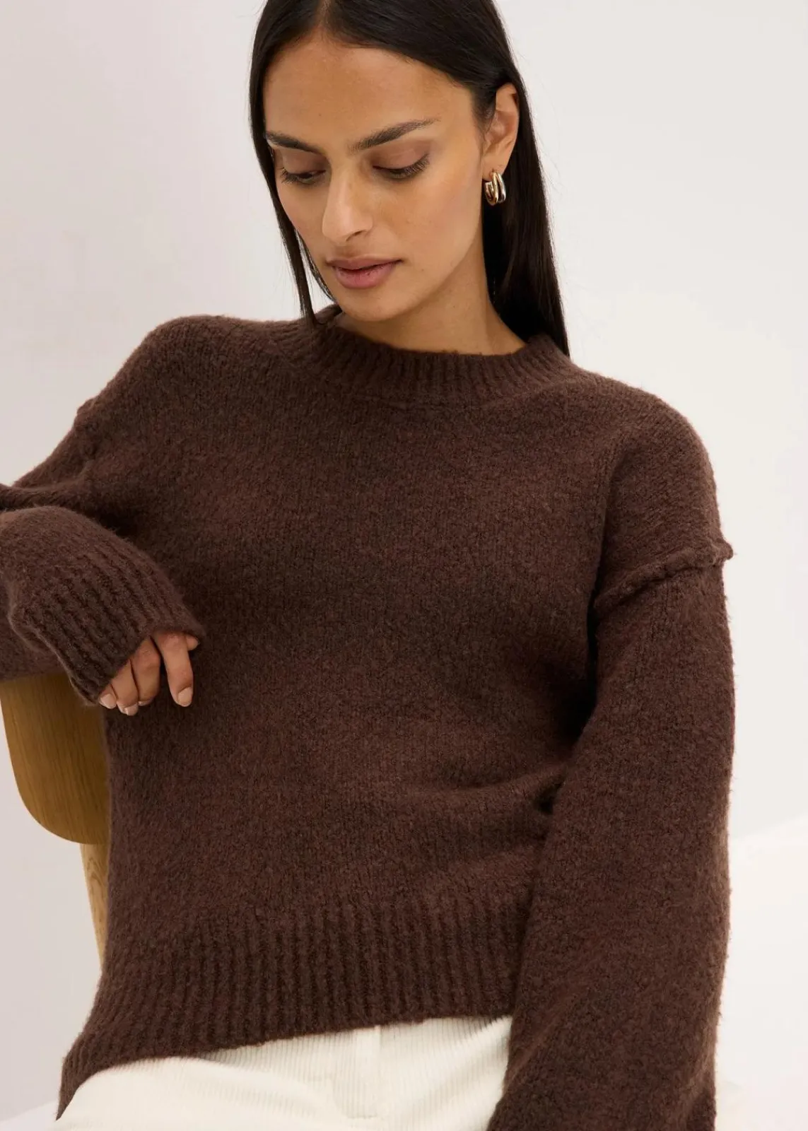 bonprix Pullover & Strickjacken|Strickmode^Oversize-Pullover dunkelbraun meliert