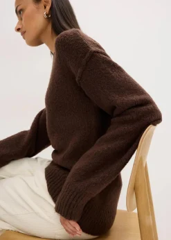 bonprix Pullover & Strickjacken|Strickmode^Oversize-Pullover dunkelbraun meliert
