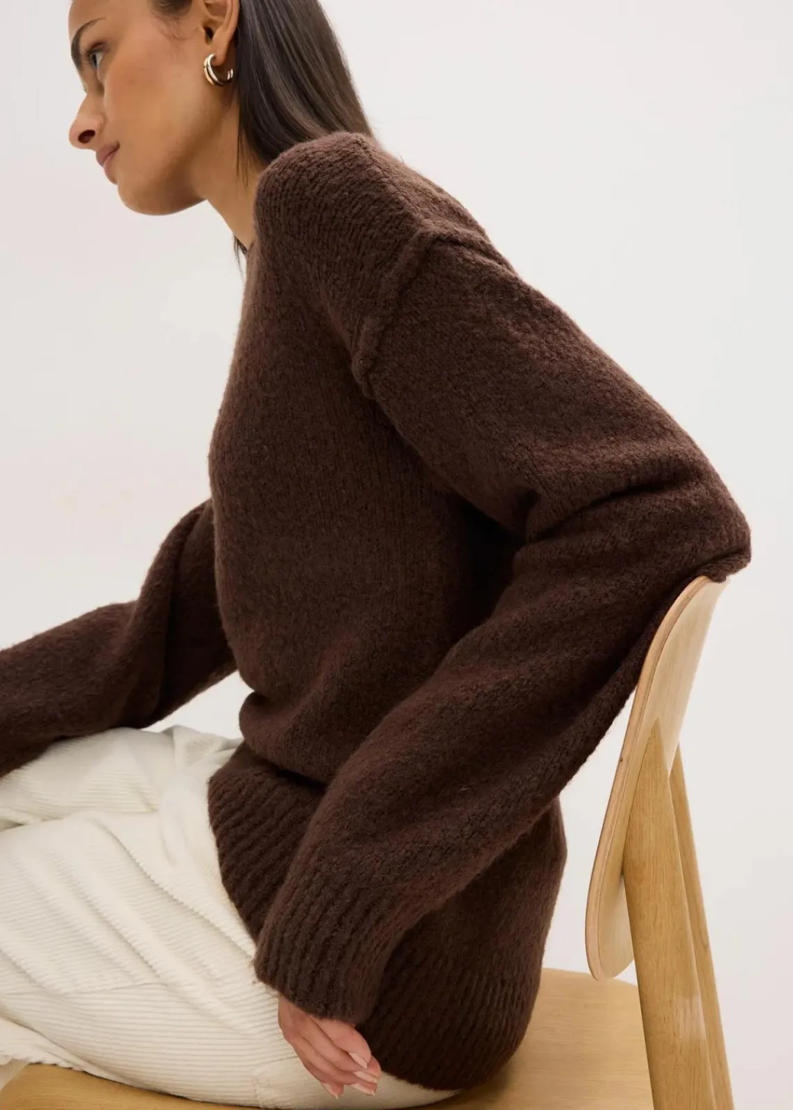 bonprix Pullover & Strickjacken|Strickmode^Oversize-Pullover dunkelbraun meliert