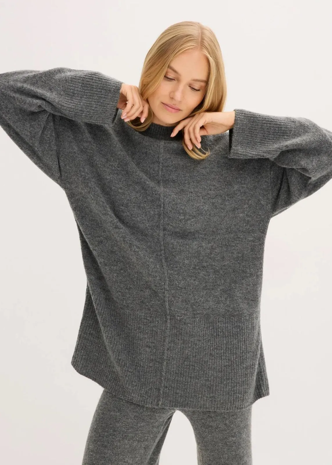bonprix Pullover & Strickjacken|Strickmode^Oversize-Pullover anthrazit meliert
