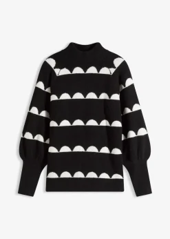 bonprix Bekleidung·Umstandsmode|Bekleidung·Jeans^Oversize-Pullover schwarz/wollweiß
