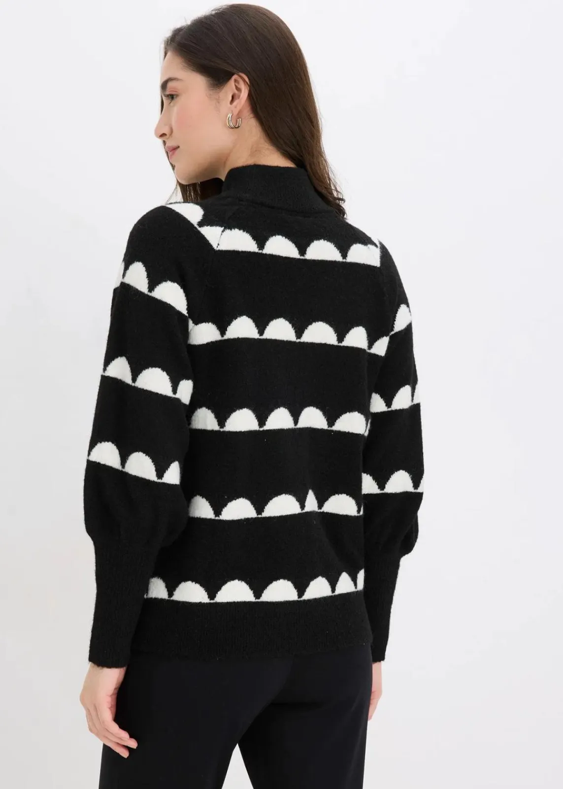 bonprix Bekleidung·Umstandsmode|Bekleidung·Jeans^Oversize-Pullover schwarz/wollweiß