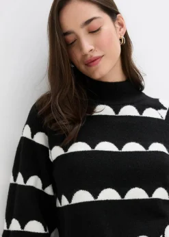 bonprix Bekleidung·Umstandsmode|Bekleidung·Jeans^Oversize-Pullover schwarz/wollweiß