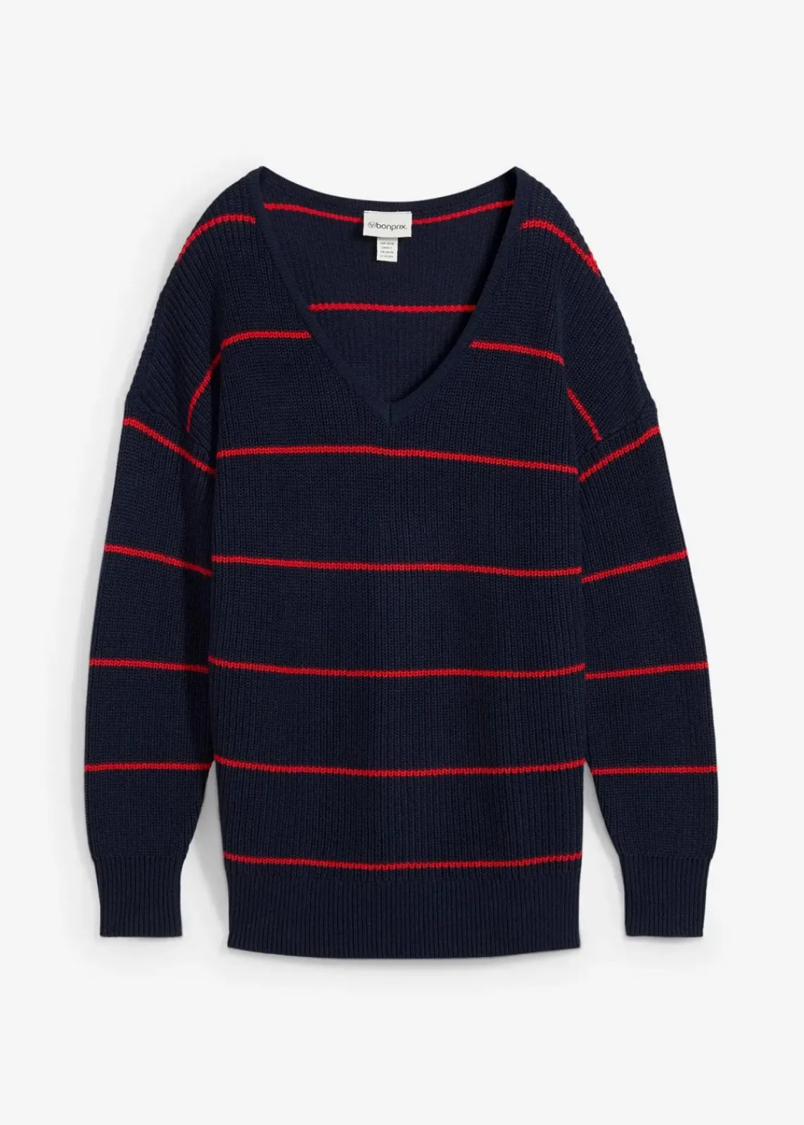 bonprix Bekleidung·Umstandsmode|Bekleidung·Jeans^Oversize-Pullover dunkelblau/erdbeere gestreift