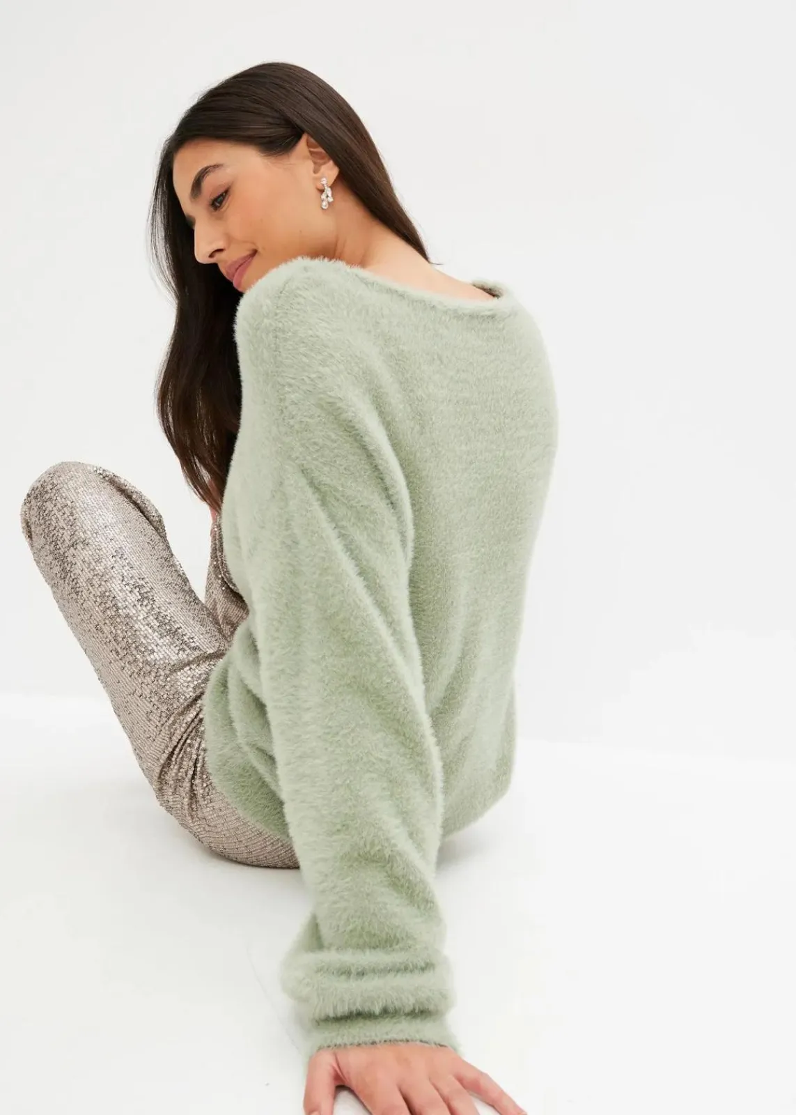 bonprix Bekleidung·Umstandsmode|Strickmode^Oversize-Pullover seegras