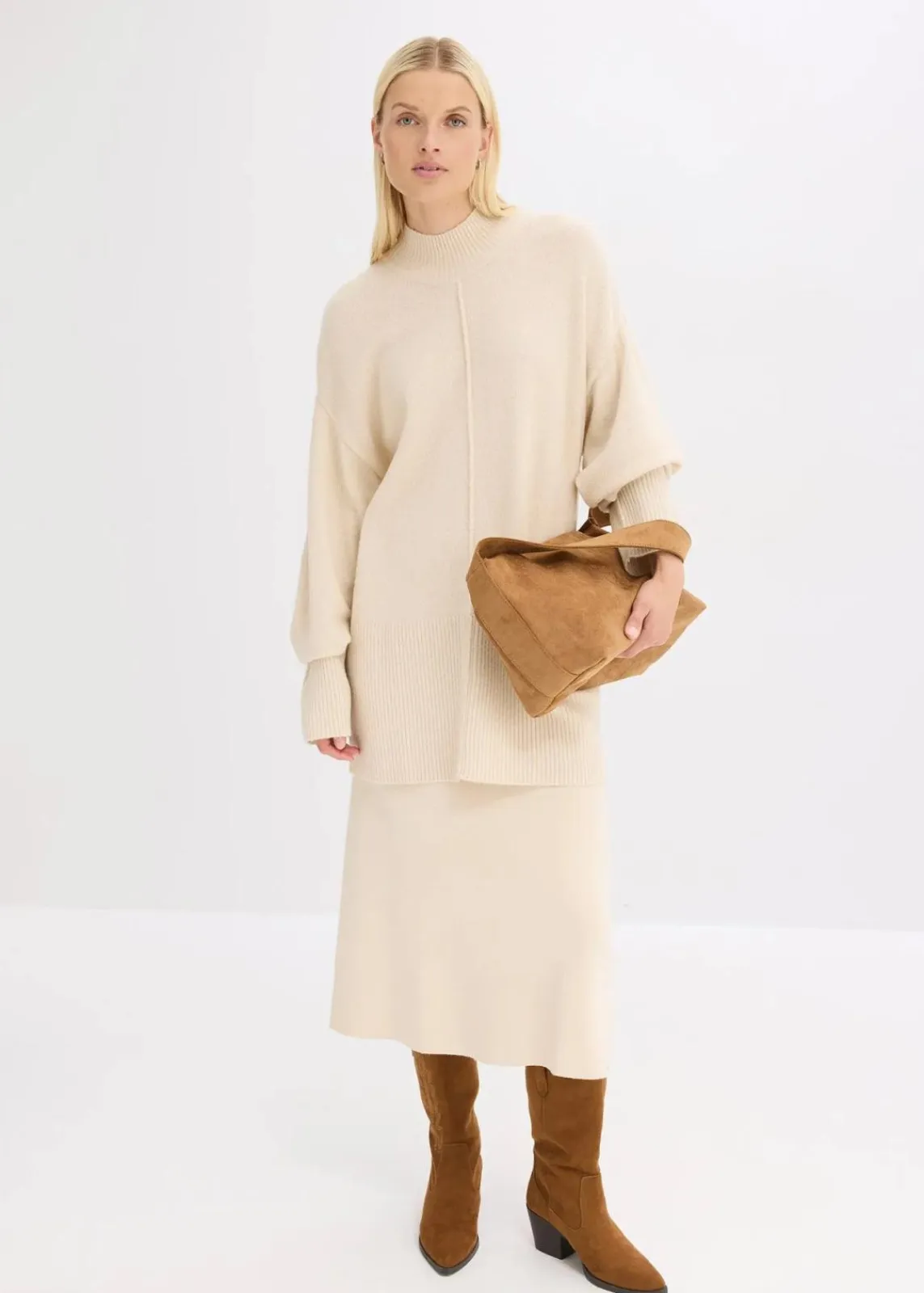 bonprix Bekleidung·Umstandsmode|Bekleidung·Jeans^Oversize-Pullover kieselbeige meliert