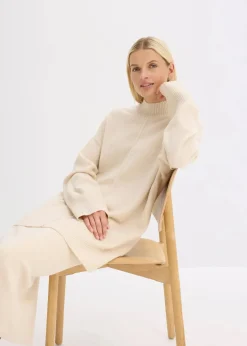bonprix Bekleidung·Umstandsmode|Bekleidung·Jeans^Oversize-Pullover kieselbeige meliert