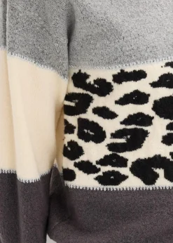 bonprix Bekleidung·Umstandsmode|Strickmode^Oversize-Pullover grau meliert/anthrazit meliert leo