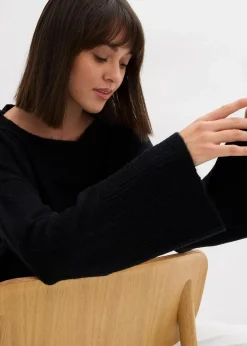 bonprix Bekleidung·Umstandsmode|Strickmode^Oversize-Pullover schwarz