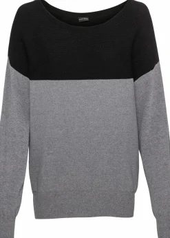 bonprix Bekleidung·Umstandsmode|Bekleidung·Jeans^Oversize-Pullover schwarz/grau meliert