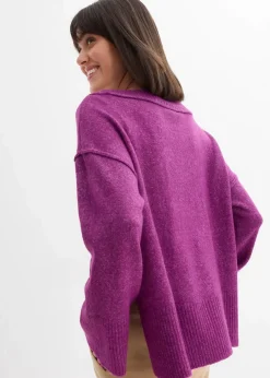 bonprix Bekleidung·Umstandsmode|Strickmode^Oversize-Pullover dunkelfuchsia