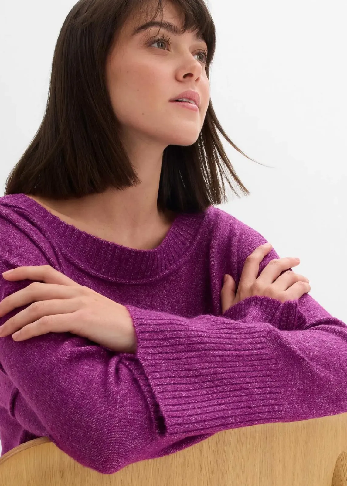 bonprix Bekleidung·Umstandsmode|Strickmode^Oversize-Pullover dunkelfuchsia