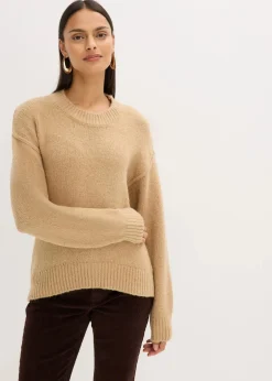 bonprix Bekleidung·Umstandsmode|Bekleidung·Jeans^Oversize-Pullover hellkhaki meliert