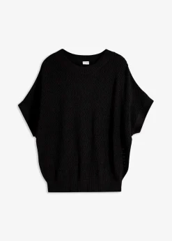 bonprix Pullover & Strickjacken|Strickmode^Oversize-Pullover aus Baumwoll-Mix schwarz