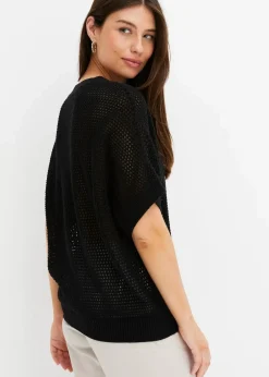 bonprix Pullover & Strickjacken|Strickmode^Oversize-Pullover aus Baumwoll-Mix schwarz