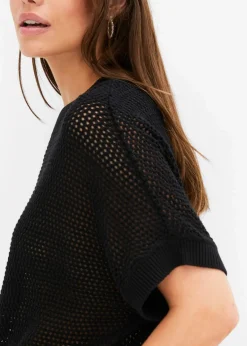 bonprix Pullover & Strickjacken|Strickmode^Oversize-Pullover aus Baumwoll-Mix schwarz
