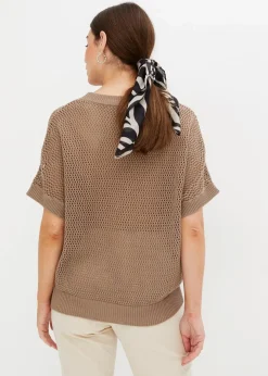 bonprix Bekleidung·Umstandsmode|Bekleidung·Jeans^Oversize-Pullover aus Baumwoll-Mix taupe