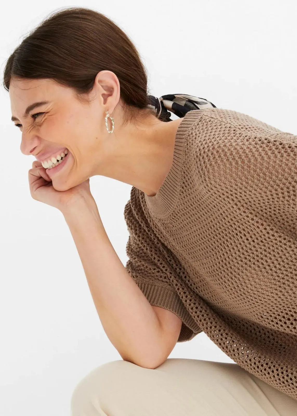 bonprix Bekleidung·Umstandsmode|Bekleidung·Jeans^Oversize-Pullover aus Baumwoll-Mix taupe
