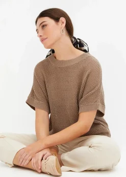 bonprix Bekleidung·Umstandsmode|Bekleidung·Jeans^Oversize-Pullover aus Baumwoll-Mix taupe