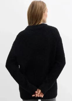 bonprix Bekleidung·Umstandsmode|Strickmode^Oversize-Pullover aus Flauschgarn schwarz