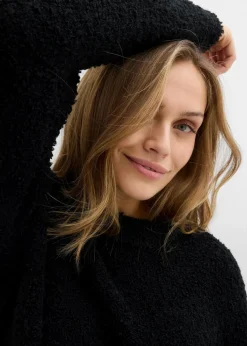 bonprix Bekleidung·Umstandsmode|Strickmode^Oversize-Pullover aus Flauschgarn schwarz