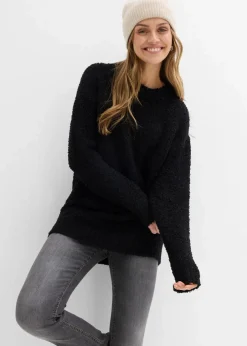 bonprix Bekleidung·Umstandsmode|Strickmode^Oversize-Pullover aus Flauschgarn schwarz