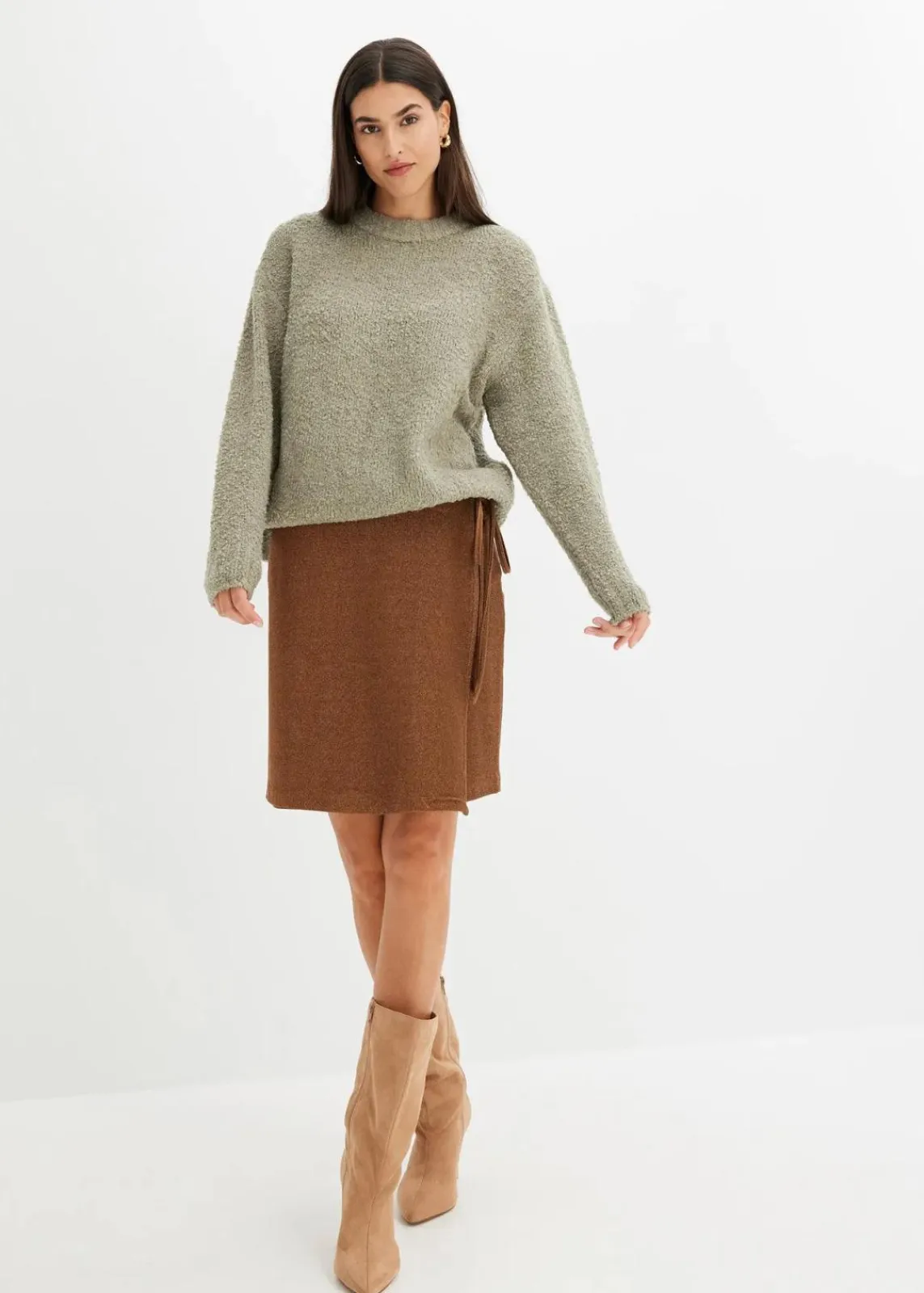 bonprix Pullover & Strickjacken|Bekleidung·Jeans^Oversize-Pullover aus Flauschgarn seegras
