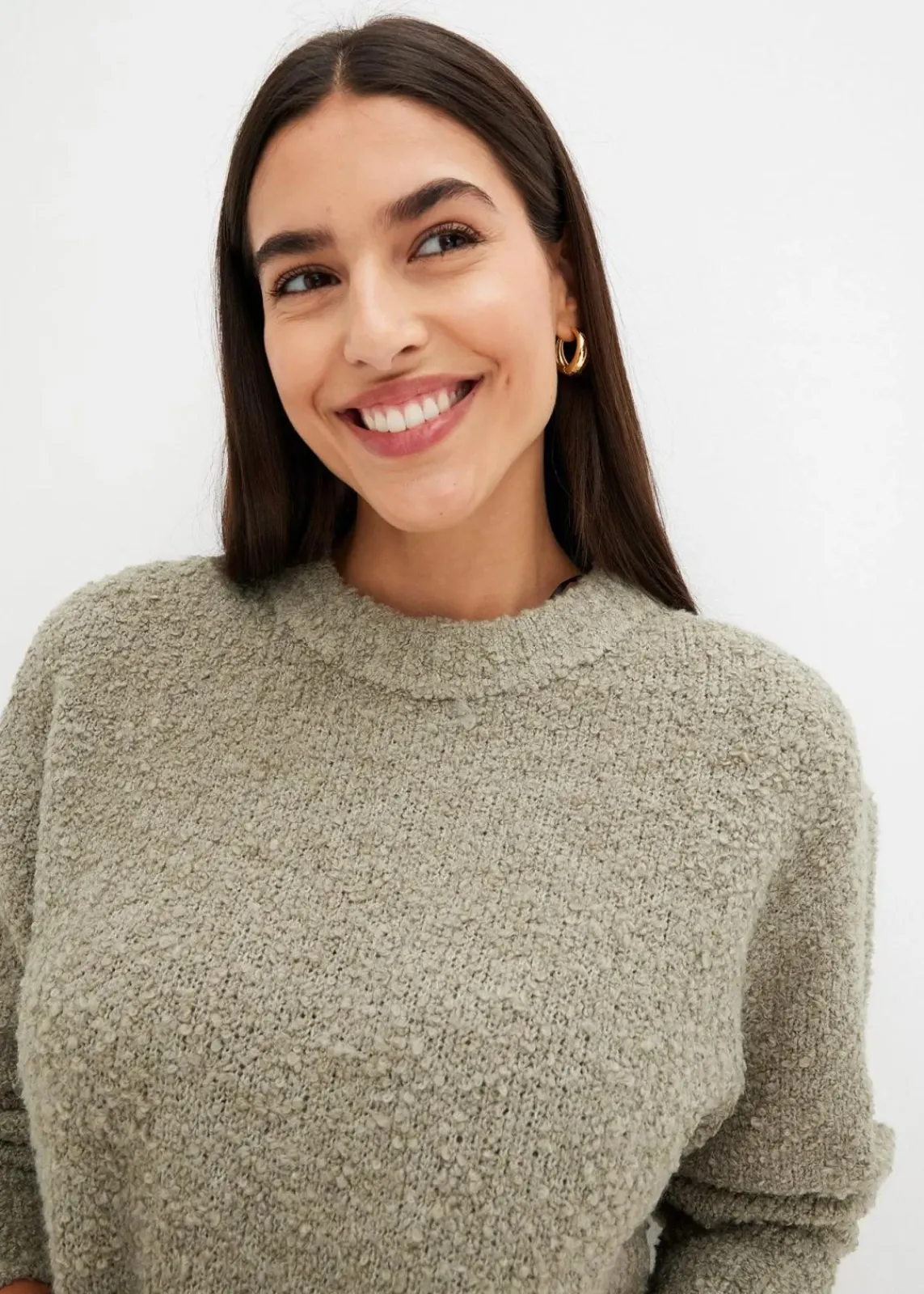 bonprix Pullover & Strickjacken|Bekleidung·Jeans^Oversize-Pullover aus Flauschgarn seegras