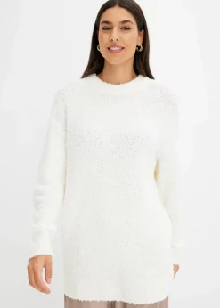 bonprix Bekleidung·Umstandsmode|Strickmode^Oversize-Pullover aus Flauschgarn wollweiß