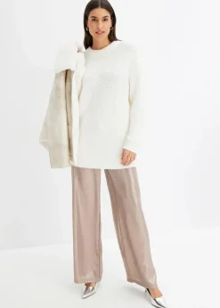 bonprix Bekleidung·Umstandsmode|Strickmode^Oversize-Pullover aus Flauschgarn wollweiß