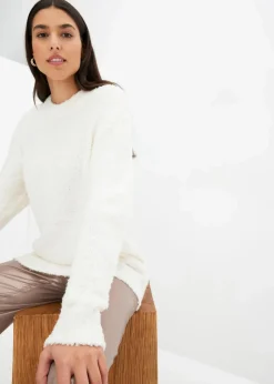 bonprix Bekleidung·Umstandsmode|Strickmode^Oversize-Pullover aus Flauschgarn wollweiß