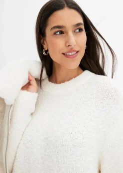 bonprix Bekleidung·Umstandsmode|Strickmode^Oversize-Pullover aus Flauschgarn wollweiß