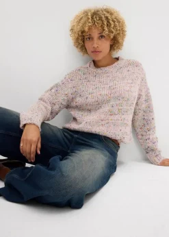 bonprix Bekleidung·Umstandsmode|Bekleidung·Jeans^Oversize-Pullover aus Noppengarn teerose meliert