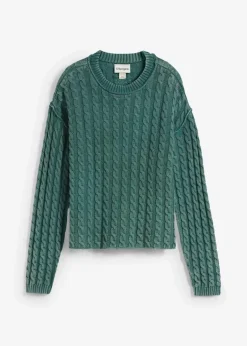 bonprix Strickmode|Pullover & Strickjacken^Oversize-Pullover aus reiner Baumwolle graugrün