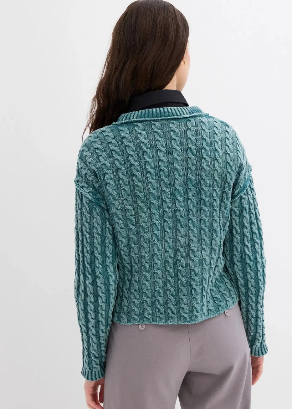bonprix Strickmode|Pullover & Strickjacken^Oversize-Pullover aus reiner Baumwolle graugrün