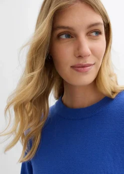 bonprix Bekleidung·Umstandsmode|Strickmode^Oversize-Pullover aus reiner Baumwolle edelsteinblau