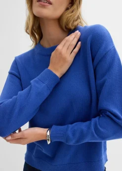 bonprix Bekleidung·Umstandsmode|Strickmode^Oversize-Pullover aus reiner Baumwolle edelsteinblau