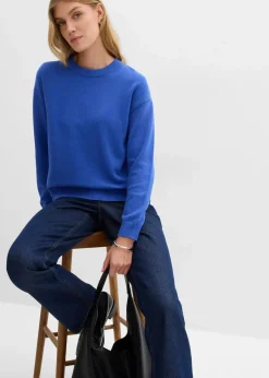 bonprix Bekleidung·Umstandsmode|Strickmode^Oversize-Pullover aus reiner Baumwolle edelsteinblau