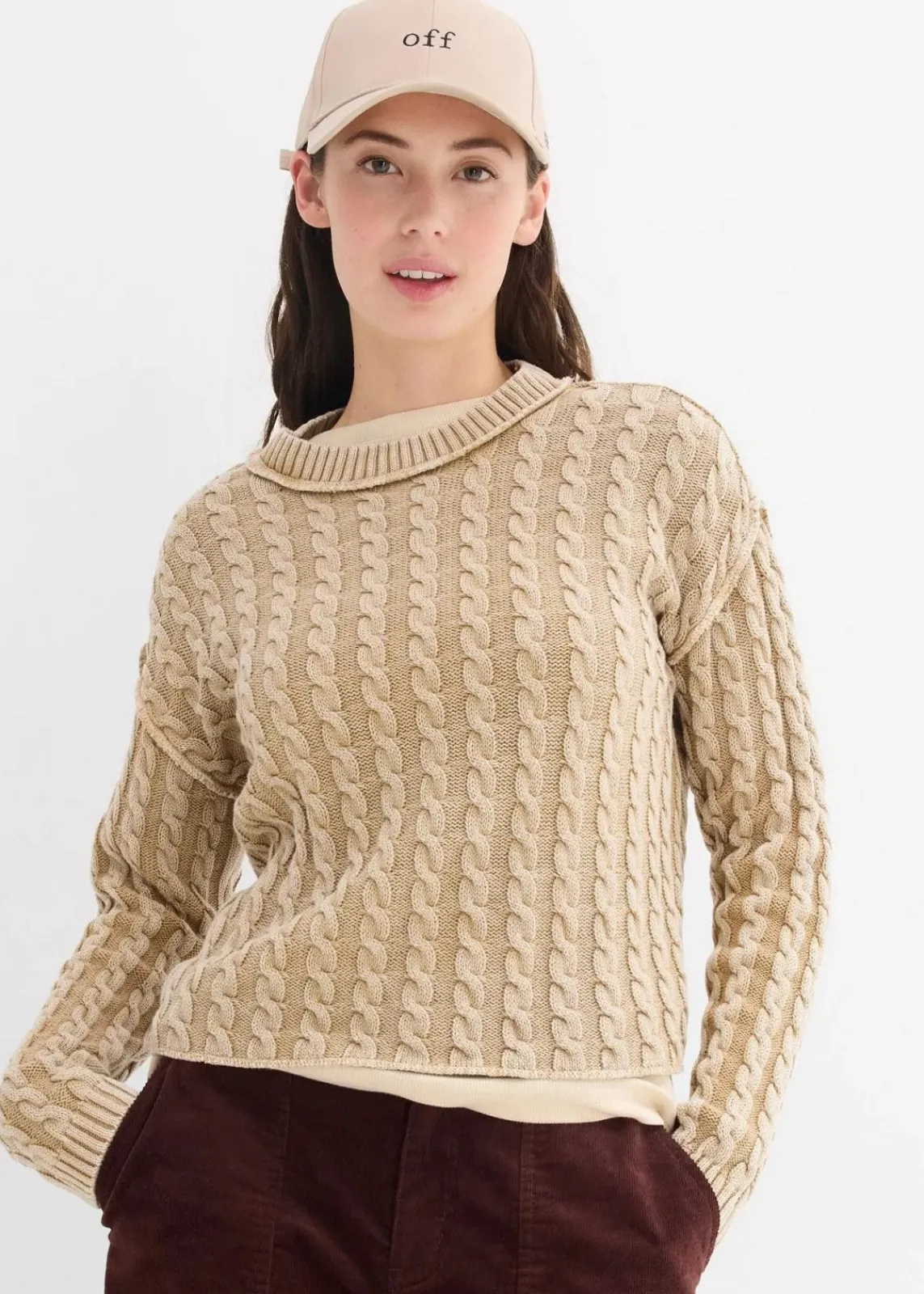bonprix Strickmode|Pullover & Strickjacken^Oversize-Pullover aus reiner Baumwolle new beige