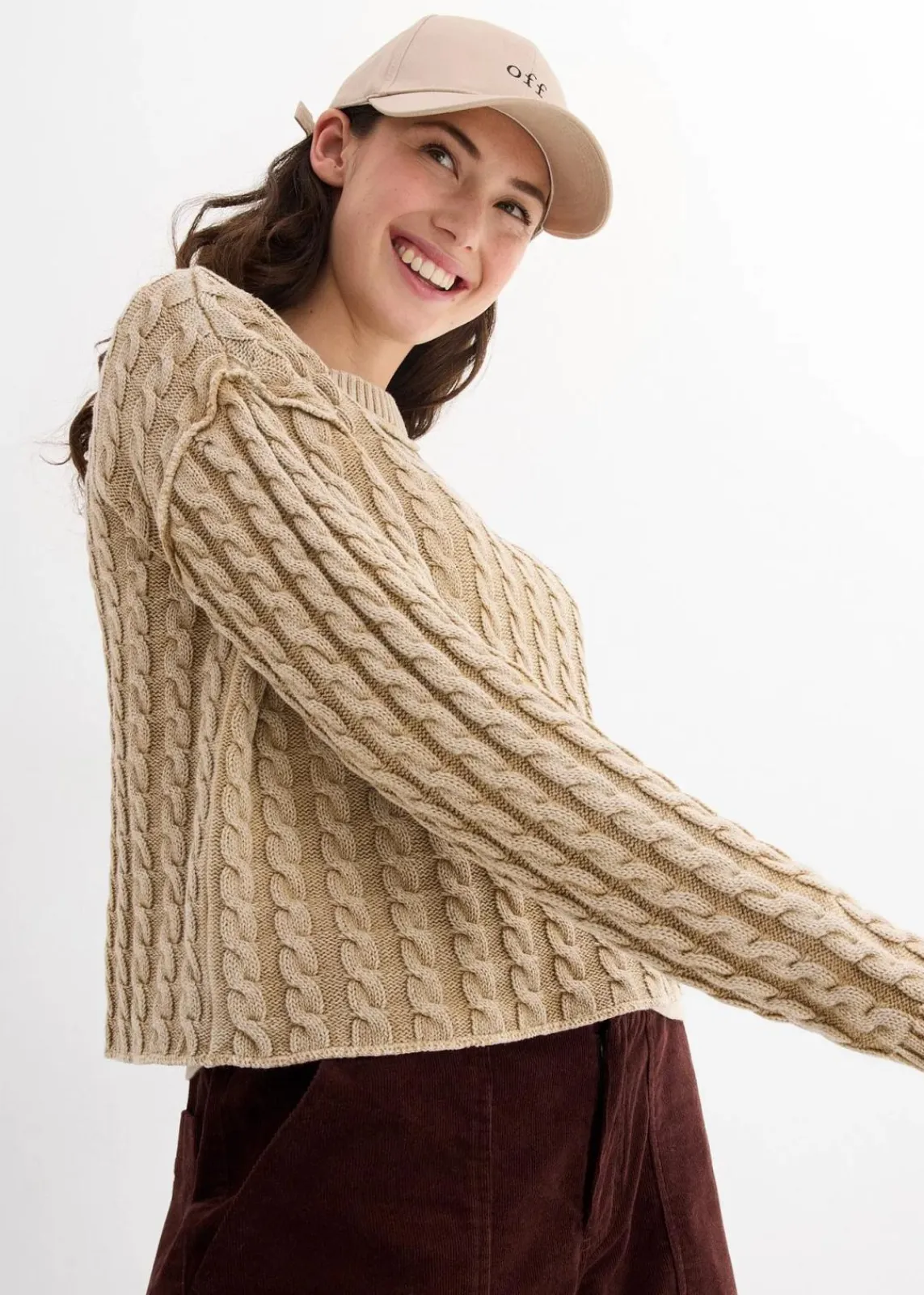 bonprix Strickmode|Pullover & Strickjacken^Oversize-Pullover aus reiner Baumwolle new beige