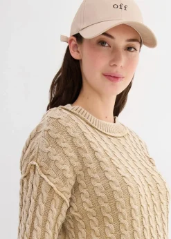 bonprix Strickmode|Pullover & Strickjacken^Oversize-Pullover aus reiner Baumwolle new beige