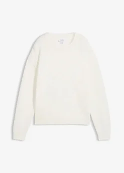 bonprix Bekleidung·Umstandsmode|Strickmode^Oversize-Pullover aus reiner Baumwolle wollweiß