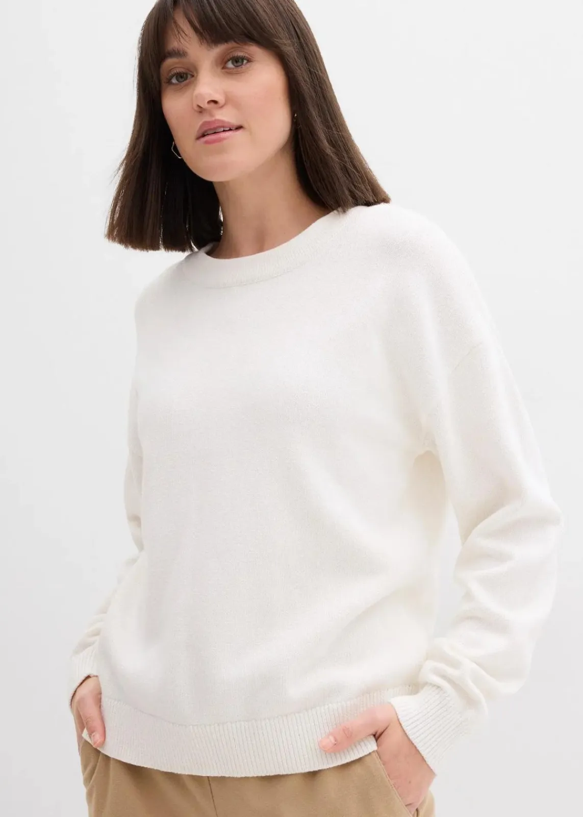 bonprix Bekleidung·Umstandsmode|Strickmode^Oversize-Pullover aus reiner Baumwolle wollweiß