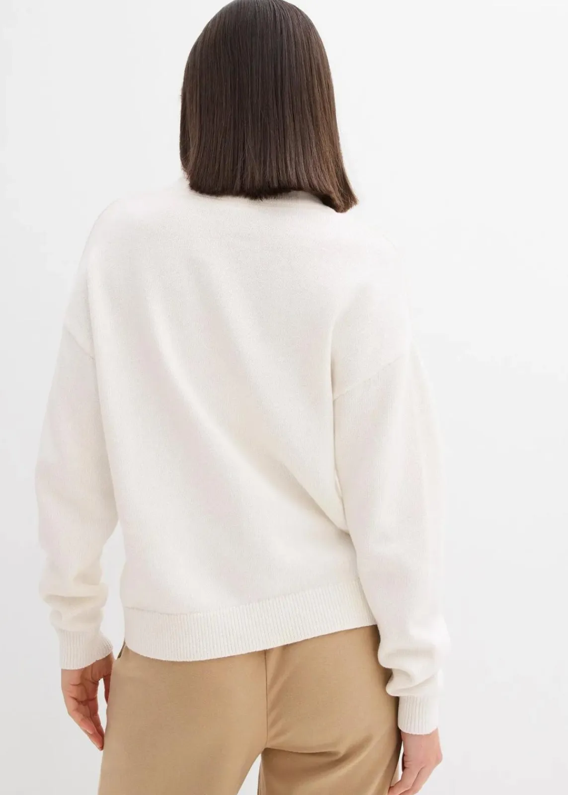 bonprix Bekleidung·Umstandsmode|Strickmode^Oversize-Pullover aus reiner Baumwolle wollweiß