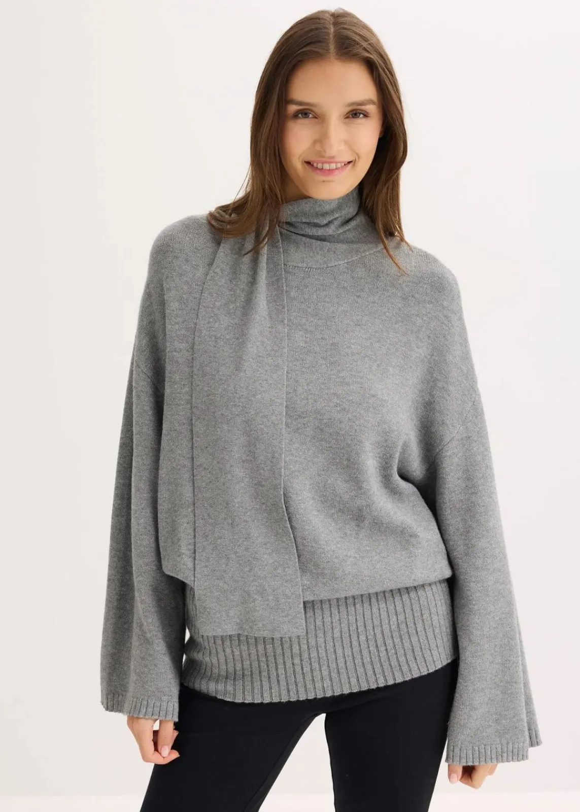 bonprix Bekleidung·Umstandsmode|Bekleidung·Jeans^Oversize-Pullover aus softem Viskose-Mix grau meliert